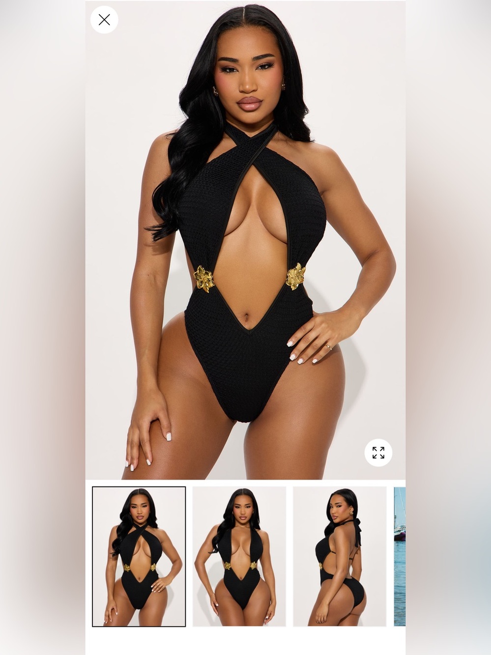 2/75$🔥Black Swimsuit with Gold Accents